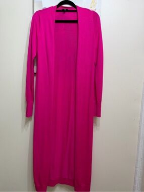 Express Long Open-Front Duster Cardigan Dress - Fuchsia